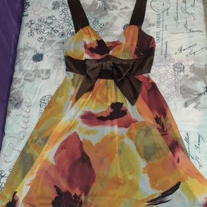 En Focus Petite Fall dress brown/orange/yellow